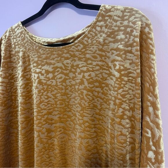 Dress Barn L Golden Burnout Velvet Leopard Print Tunic Top - Picture 2 of 8